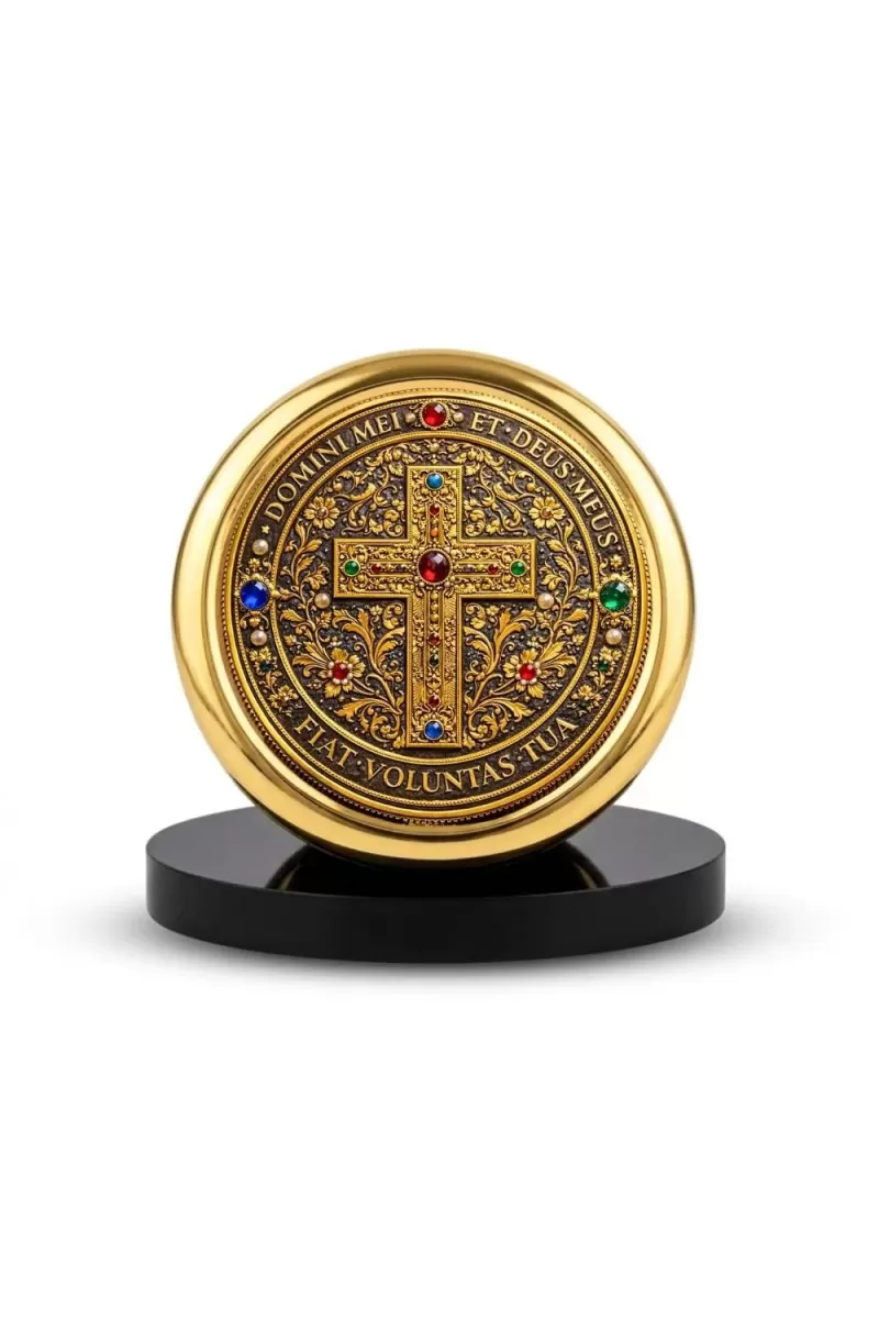 Car Desk/Table Top Lord Jesus Symbol  Metal Golden Photo Stand  2x2 Inches, Compact & Stylish Spiritual Display For Car, Home & Office (Pack Of 1) (F18517)