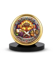 Car Desk/Table Top Lord Jesus Metal Golden Photo Stand  2x2 Inches, Compact & Stylish Spiritual Display For Car, Home & Office (Pack Of 1) (F18519)
