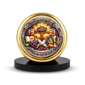 Car Desk/Table Top Lord Jesus Metal Golden Photo Stand  2x2 Inches, Compact & Stylish Spiritual Display For Car, Home & Office (Pack Of 1) (F18519)