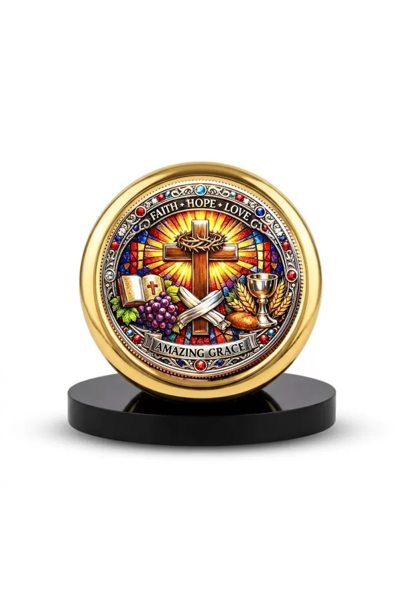 Car Desk/Table Top Lord Jesus Metal Golden Photo Stand  2x2 Inches, Compact & Stylish Spiritual Display For Car, Home & Office (Pack Of 1) (F18519)