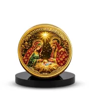 Car Desk/Table Top Lord Jesus Metal Golden Photo Stand  2x2 Inches, Compact & Stylish Spiritual Display For Car, Home & Office (Pack Of 1) (F18521)