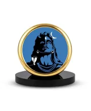 Car Desk/Table Top Lord Shiva Metal Golden Photo Stand  2x2 Inches, Compact & Stylish Spiritual Display For Car, Home & Office (Pack Of 1) (F18524)