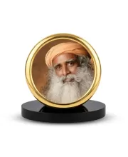 Car Desk/Table Top Sadhguru Metal Golden Photo Stand  2x2 Inches, Compact & Stylish Spiritual Display For Car, Home & Office (Pack Of 1) (F18525)