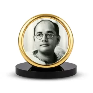 Car Desk/Table Top Netaji Subhas Chandra Bose Metal Golden Photo Stand  2x2 Inches, Compact & Stylish Spiritual Display For Car, Home & Office (Pack Of 1) (F18528)