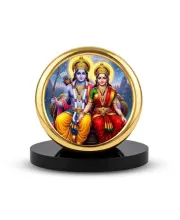 Car Desk/Table Top Lord Rama And Sita Metal Golden Photo Stand  2x2 Inches, Compact & Stylish Spiritual Display For Car, Home & Office (Pack Of 1) (F18529)