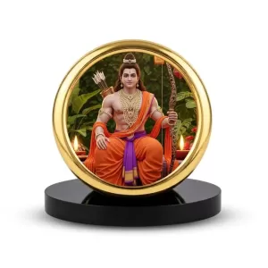 Car Desk/Table Top Lord Rama Metal Golden Photo Stand 2x2 Inches, Compact & Stylish Spiritual Display For Car, Home & Office (Pack Of 1) (F18530) Car Desk/Table Top Lord Rama Metal Golden Photo Stand 2x2 Inches, Compact & Stylish Spiritual Display For Car, Home & Office (Pack Of 1) (F18530)