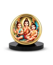 Car Desk/Table Top Rama Lakshmana Bharatha Metal Golden Photo Stand  2x2 Inches, Compact & Stylish Spiritual Display For Car, Home & Office (Pack Of 1) (F18532)