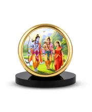 Car Desk/Table Top Rama Lakshmana Sita Metal Golden Photo Stand  2x2 Inches, Compact & Stylish Spiritual Display For Car, Home & Office (Pack Of 1) (F18533)
