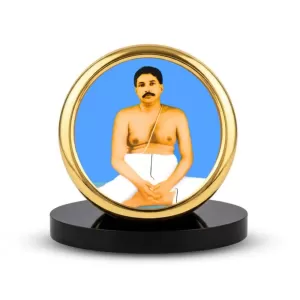 Car Desk/Table Top Lord Anukul Thakur Ji Metal Golden Photo Stand  2x2 Inches, Compact & Stylish Spiritual Display For Car, Home & Office (Pack Of 1) (F18534)