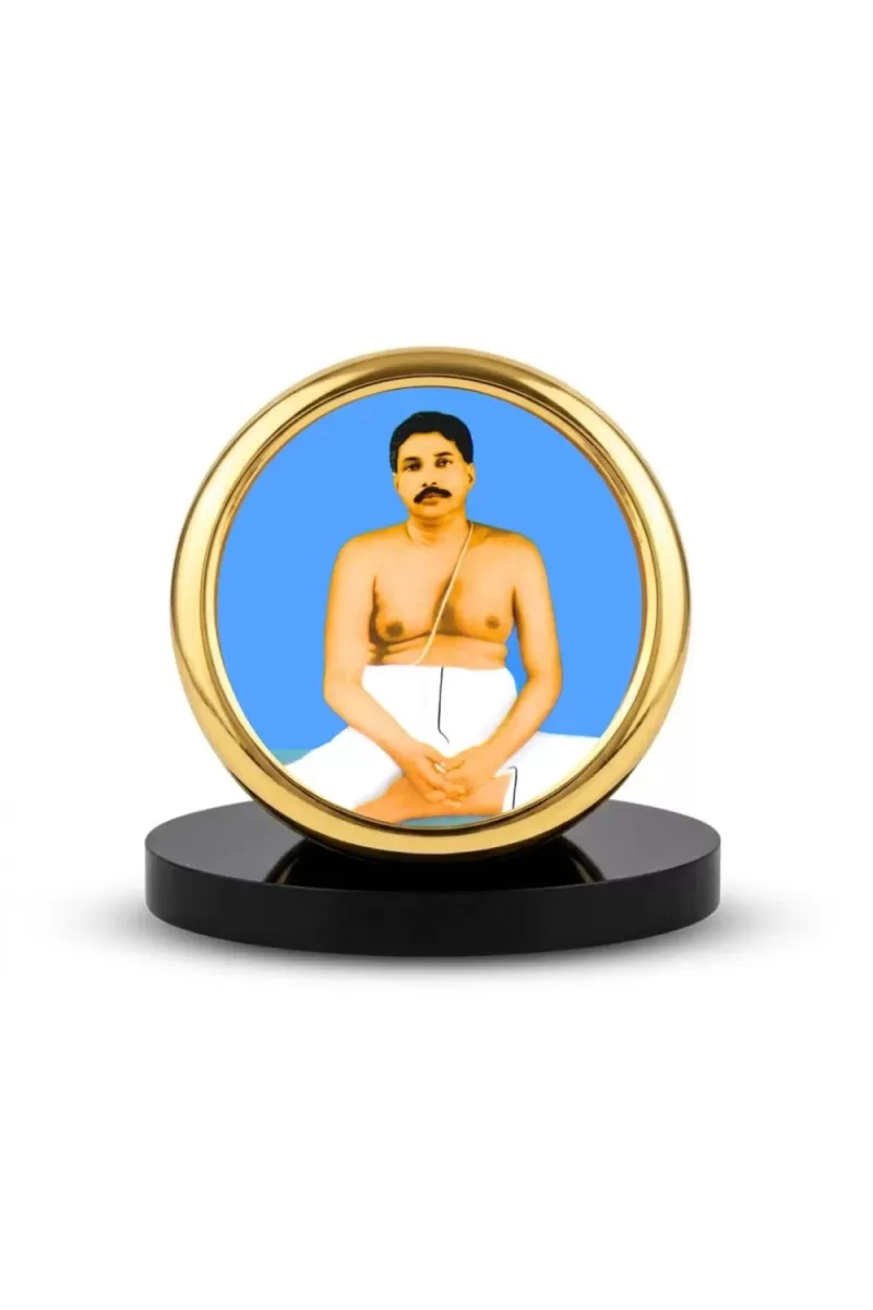 Car Desk/Table Top Lord Anukul Thakur Ji Metal Golden Photo Stand  2x2 Inches, Compact & Stylish Spiritual Display For Car, Home & Office (Pack Of 1) (F18534)