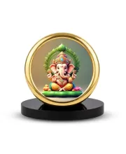 Car Desk/Table Top Lord Ganesha Metal Golden Photo Stand  2x2 Inches, Compact & Stylish Spiritual Display For Car, Home & Office (Pack Of 1) (F18536)