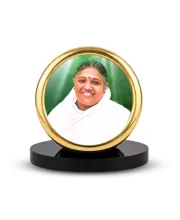 Car Desk/Table Top Mata Amritanandamayi Metal Golden Photo Stand  2x2 Inches, Compact & Stylish Spiritual Display For Car, Home & Office (Pack Of 1) (F18541)