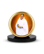 Car Desk/Table Top Mata Amritanandamayi Metal Golden Photo Stand  2x2 Inches, Compact & Stylish Spiritual Display For Car, Home & Office (Pack Of 1) (F18542)