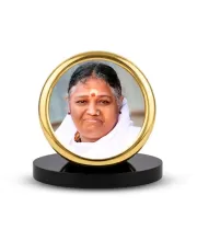 Car Desk/Table Top Mata Amritanandamayi Metal Golden Photo Stand  2x2 Inches, Compact & Stylish Spiritual Display For Car, Home & Office (Pack Of 1) (F18543)