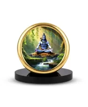 Car Desk/Table Top Lord Shiva Metal Golden Photo Stand  2x2 Inches, Compact & Stylish Spiritual Display For Car, Home & Office (Pack Of 1) (F18544)