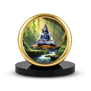 Car Desk/Table Top Lord Shiva Metal Golden Photo Stand 2x2 Inches, Compact & Stylish Spiritual Display For Car, Home & Office (Pack Of 1) (F18544) Car Desk/Table Top Lord Shiva Metal Golden Photo Stand 2x2 Inches, Compact & Stylish Spiritual Display For Car, Home & Office (Pack Of 1) (F18544)