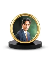 Car Desk/Table Top Jiddu Krishnamurthy Metal Golden Photo Stand  2x2 Inches, Compact & Stylish Spiritual Display For Car, Home & Office (Pack Of 1) (F18547)