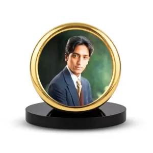 Car Desk/Table Top Jiddu Krishnamurthy Metal Golden Photo Stand  2x2 Inches, Compact & Stylish Spiritual Display For Car, Home & Office (Pack Of 1) (F18547)