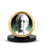Car Desk/Table Top Jiddu Krishnamurthy Metal Golden Photo Stand  2x2 Inches, Compact & Stylish Spiritual Display For Car, Home & Office (Pack Of 1) (F18548)
