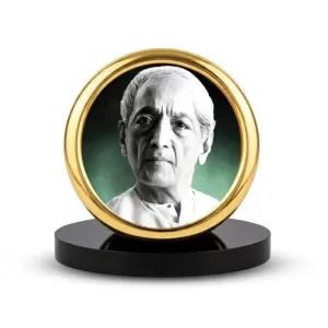 Car Desk/Table Top Jiddu Krishnamurthy Metal Golden Photo Stand  2x2 Inches, Compact & Stylish Spiritual Display For Car, Home & Office (Pack Of 1) (F18548)