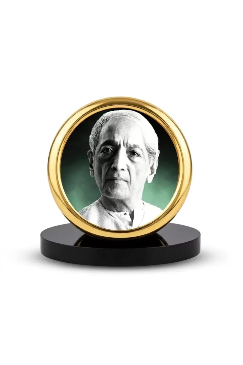 Car Desk/Table Top Jiddu Krishnamurthy Metal Golden Photo Stand  2x2 Inches, Compact & Stylish Spiritual Display For Car, Home & Office (Pack Of 1) (F18548)