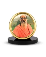 Car Desk/Table Top Swami Chinmayananda Ji Metal Golden Photo Stand  2x2 Inches, Compact & Stylish Spiritual Display For Car, Home & Office (Pack Of 1) (F18549)