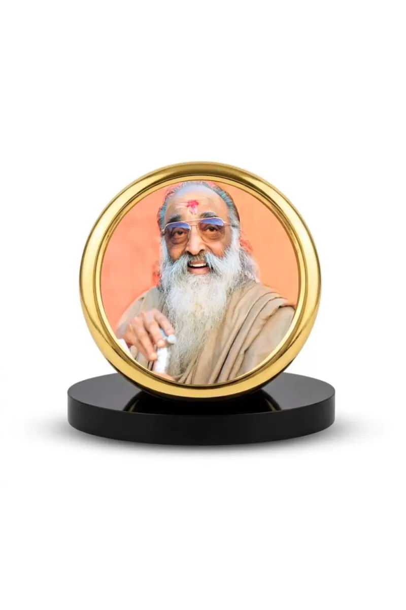 Car Desk/Table Top Swami Chinmayananda Ji Metal Golden Photo Stand  2x2 Inches, Compact & Stylish Spiritual Display For Car, Home & Office (Pack Of 1) (F18550)
