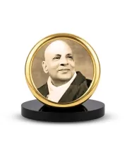 Car Desk/Table Top Swami Sivananda Metal Golden Photo Stand  2x2 Inches, Compact & Stylish Spiritual Display For Car, Home & Office (Pack Of 1) (F18551)