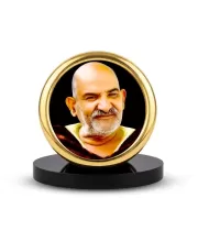 Car Desk/Table Top Karoli Baba Metal Golden Photo Stand  2x2 Inches, Compact & Stylish Spiritual Display For Car, Home & Office (Pack Of 1) (F18552)