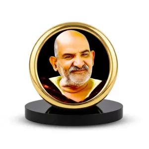 Car Desk/Table Top Karoli Baba Metal Golden Photo Stand  2x2 Inches, Compact & Stylish Spiritual Display For Car, Home & Office (Pack Of 1) (F18552)