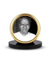 Car Desk/Table Top Nisargdatta Maharaj Metal Golden Photo Stand  2x2 Inches, Compact & Stylish Spiritual Display For Car, Home & Office (Pack Of 1) (F18553)