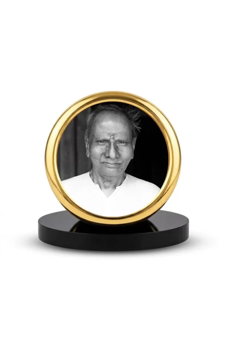 Car Desk/Table Top Nisargdatta Maharaj Metal Golden Photo Stand  2x2 Inches, Compact & Stylish Spiritual Display For Car, Home & Office (Pack Of 1) (F18553)