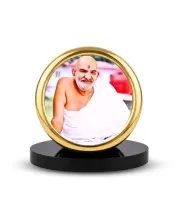 Car Desk/Table Top Karoli Baba Metal Golden Photo Stand  2x2 Inches, Compact & Stylish Spiritual Display For Car, Home & Office (Pack Of 1) (F18554)