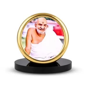 Car Desk/Table Top Karoli Baba Metal Golden Photo Stand  2x2 Inches, Compact & Stylish Spiritual Display For Car, Home & Office (Pack Of 1) (F18554)