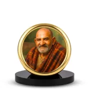 Car Desk/Table Top Karoli Baba Metal Golden Photo Stand  2x2 Inches, Compact & Stylish Spiritual Display For Car, Home & Office (Pack Of 1) (F18555)