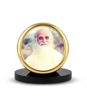 Car Desk/Table Top Vethathiri Maharishi Metal Golden Photo Stand  2x2 Inches, Compact & Stylish Spiritual Display For Car, Home & Office (Pack Of 1) (F18556)