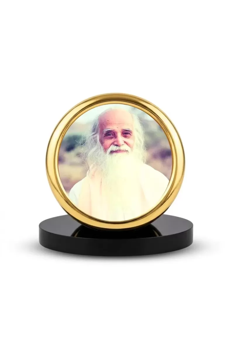 Car Desk/Table Top Vethathiri Maharishi Metal Golden Photo Stand  2x2 Inches, Compact & Stylish Spiritual Display For Car, Home & Office (Pack Of 1) (F18556)