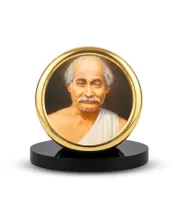 Car Desk/Table Top Lahiri Mahasaya Metal Golden Photo Stand  2x2 Inches, Compact & Stylish Spiritual Display For Car, Home & Office (Pack Of 1) (F18558)