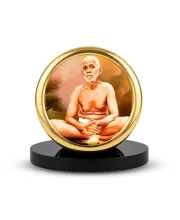 Car Desk/Table Top Ramana Maharshi Metal Golden Photo Stand  2x2 Inches, Compact & Stylish Spiritual Display For Car, Home & Office (Pack Of 1) (F18562)