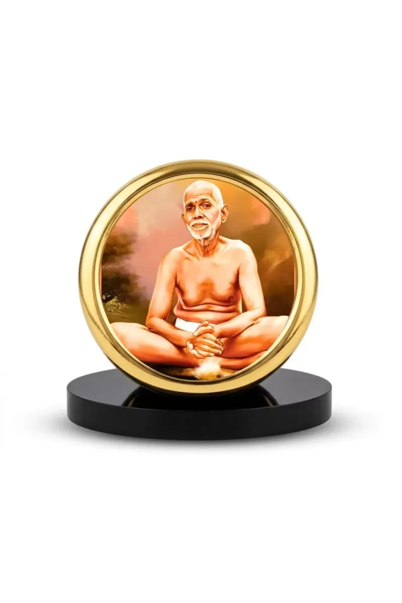 Car Desk/Table Top Ramana Maharshi Metal Golden Photo Stand  2x2 Inches, Compact & Stylish Spiritual Display For Car, Home & Office (Pack Of 1) (F18562)