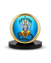 Car Desk/Table Top Lord Vishnu Metal Golden Photo Stand  2x2 Inches, Compact & Stylish Spiritual Display For Car, Home & Office (Pack Of 1) (F18563)