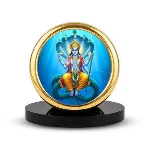 Car Desk/Table Top Lord Vishnu Metal Golden Photo Stand 2x2 Inches, Compact & Stylish Spiritual Display For Car, Home & Office (Pack Of 1) (F18563) Car Desk/Table Top Lord Vishnu Metal Golden Photo Stand 2x2 Inches, Compact & Stylish Spiritual Display For Car, Home & Office (Pack Of 1) (F18563)