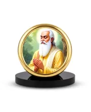 Car Desk/Table Top Guru Ravi Das Metal Golden Photo Stand  2x2 Inches, Compact & Stylish Spiritual Display For Car, Home & Office (Pack Of 1) (F18565)