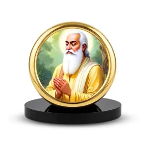 Car Desk/Table Top Guru Ravi Das Metal Golden Photo Stand  2x2 Inches, Compact & Stylish Spiritual Display For Car, Home & Office (Pack Of 1) (F18565)