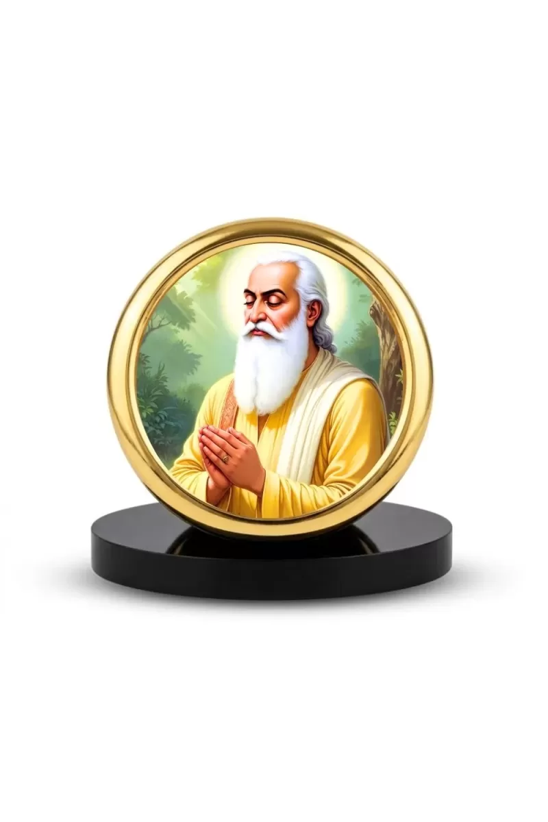Car Desk/Table Top Guru Ravi Das Metal Golden Photo Stand  2x2 Inches, Compact & Stylish Spiritual Display For Car, Home & Office (Pack Of 1) (F18565)