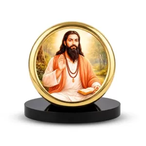 Car Desk/Table Top Ravidas Maharaj Metal Golden Photo Stand 2x2 Inches, Compact & Stylish Spiritual Display For Car, Home & Office (Pack Of 1) (F18566) Car Desk/Table Top Ravidas Maharaj Metal Golden Photo Stand 2x2 Inches, Compact & Stylish Spiritual Display For Car, Home & Office (Pack Of 1) (F18566)
