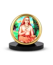 Car Desk/Table Top Aadhi Shankaracharya Metal Golden Photo Stand  2x2 Inches, Compact & Stylish Spiritual Display For Car, Home & Office (Pack Of 1) (F18567)