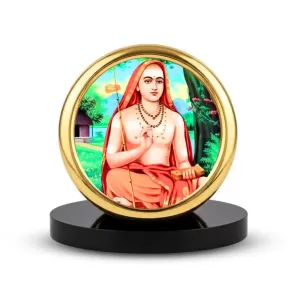 Car Desk/Table Top Aadhi Shankaracharya Metal Golden Photo Stand  2x2 Inches, Compact & Stylish Spiritual Display For Car, Home & Office (Pack Of 1) (F18567)