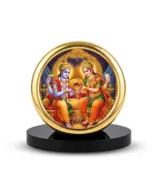 Car Desk/Table Top Lord Vishnu And Lakshmi Metal Golden Photo Stand  2x2 Inches, Compact & Stylish Spiritual Display For Car, Home & Office (Pack Of 1) (F18569)