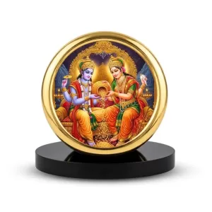 Car Desk/Table Top Lord Vishnu And Lakshmi Metal Golden Photo Stand 2x2 Inches, Compact & Stylish Spiritual Display For Car, Home & Office (Pack Of 1) (F18569) Car Desk/Table Top Lord Vishnu And Lakshmi Metal Golden Photo Stand 2x2 Inches, Compact & Stylish Spiritual Display For Car, Home & Office (Pack Of 1) (F18569)